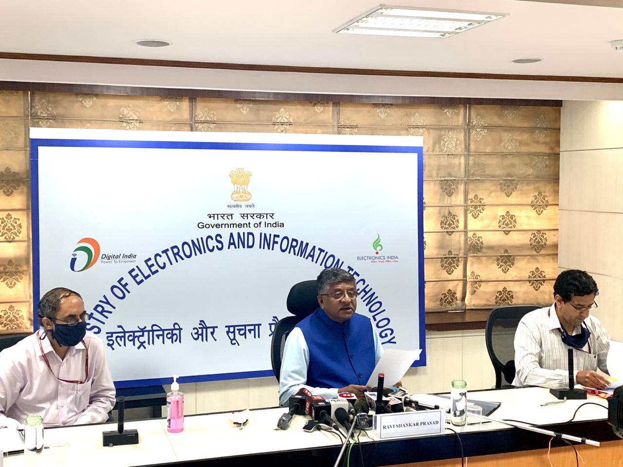 Union Minister RS Prasad addressed press conference on Electronic Manufacturing Scheme 