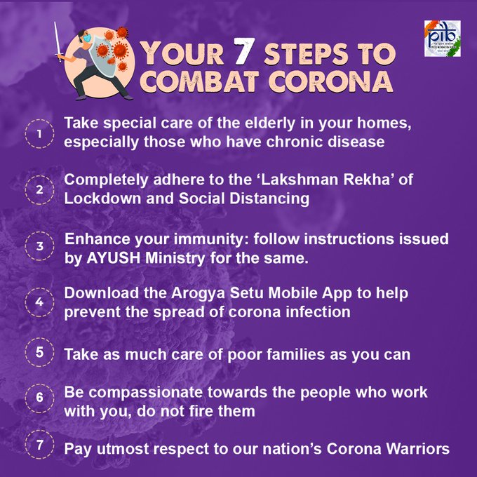 PIB India released Seven key  points of PM Modi speech on LockDown2.0