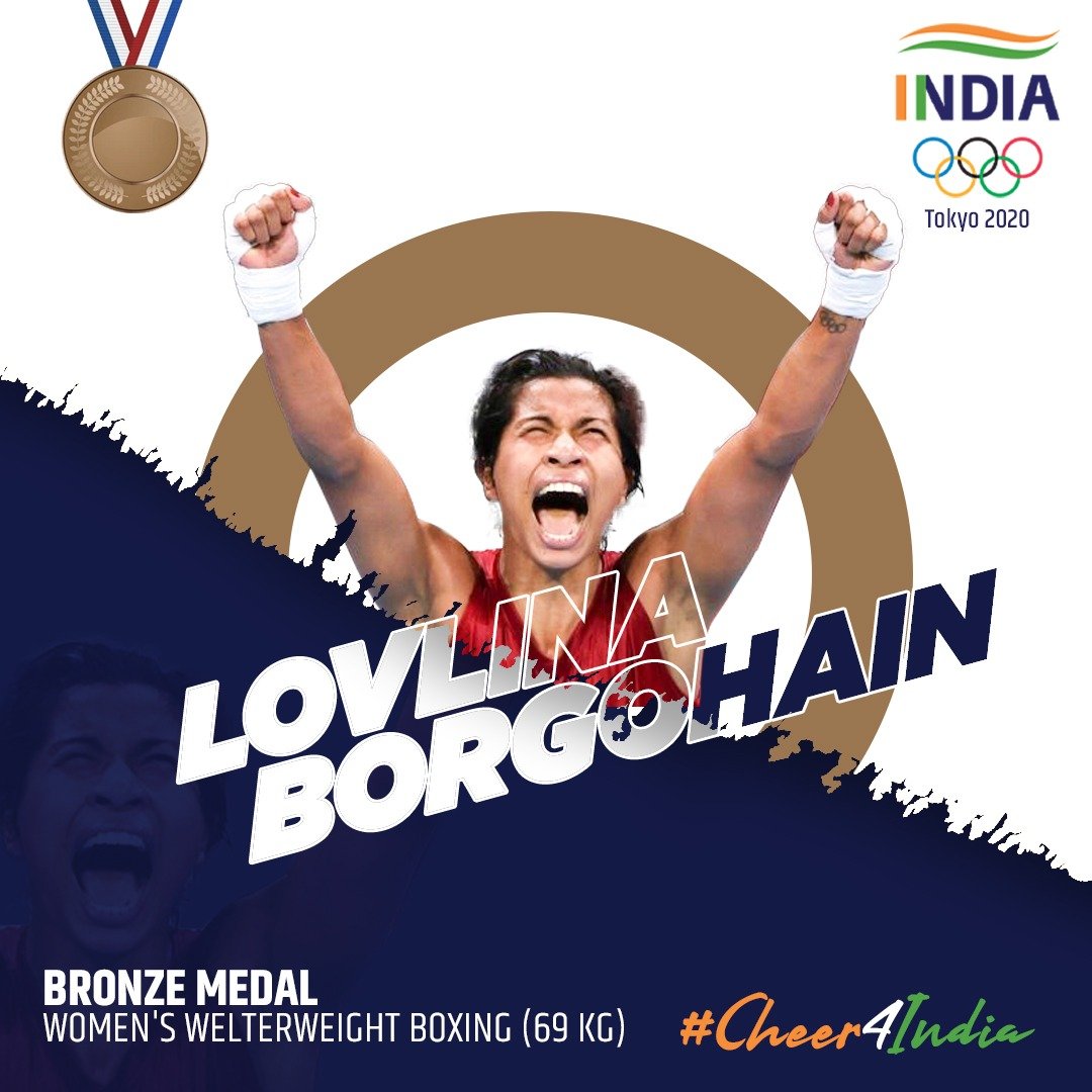 Boxer Lovlina Borgohain bags a Bronze medal in Tokyo Olympics.